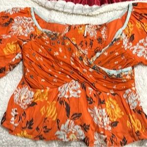 Free People Orange Boho Top